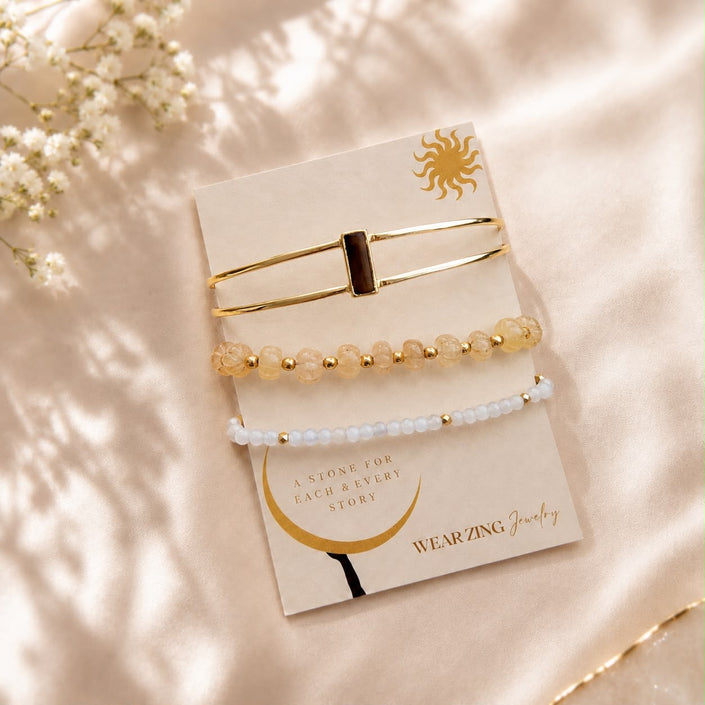 Courage & Serenity Set of 3 Bracelet WearZing - Crystal Jewelry Store in India