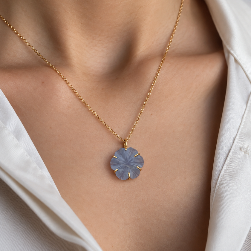 Blue Daisy Flower Pendant WearZing - Crystal Jewelry Store in India