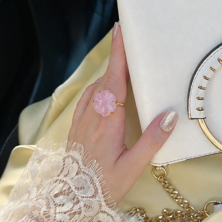 Pink Daisy Flower Ring WearZing - Crystal Jewelry Store in India