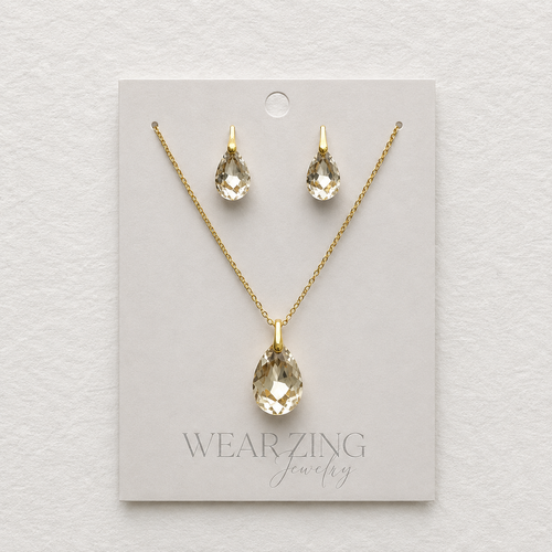 Champagne Teardrop Necklace & Earrings Set WearZing - Crystal Jewelry Store in India