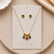 Trio Gem Heart Charm & Studs Set WearZing - Crystal Jewelry Store in India