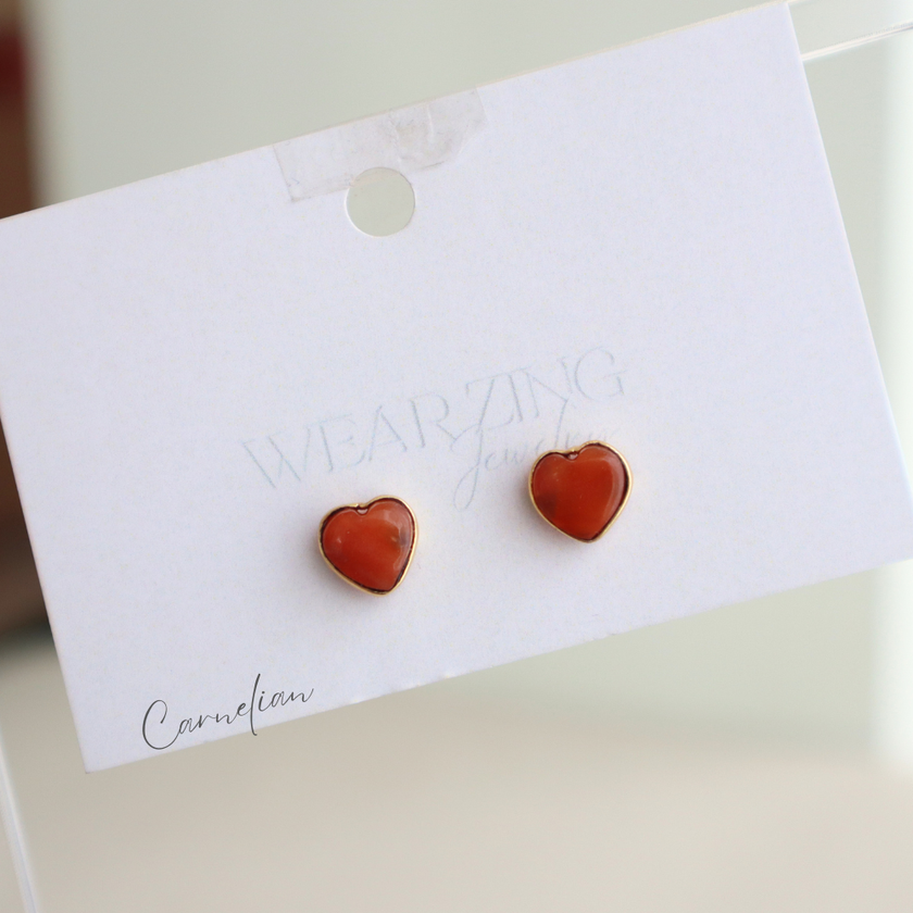 Carnelian Mini Heart Studs