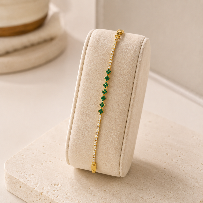 Green Clover Chain Bracelet WearZing - Crystal Jewelry Store in India