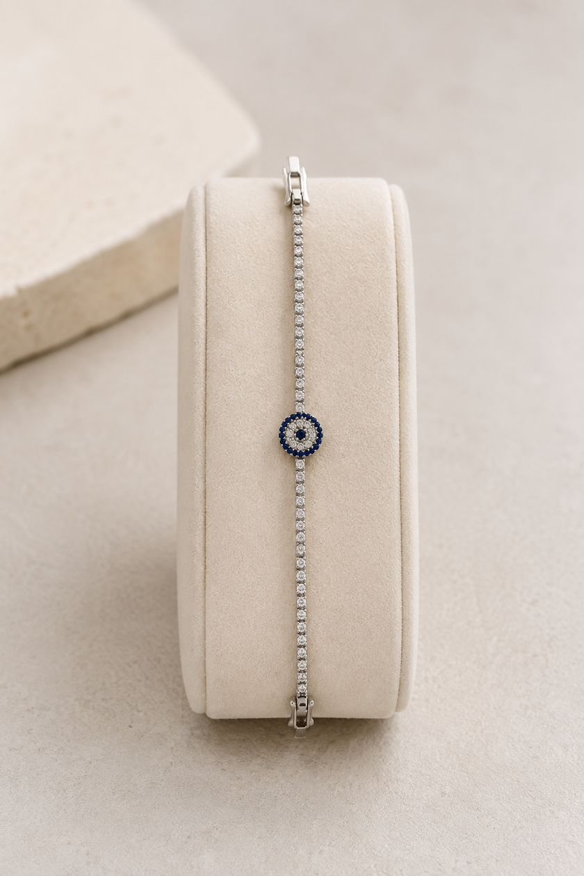 Evil Eye Silver Chain Bracelet WearZing - Crystal Jewelry Store in India