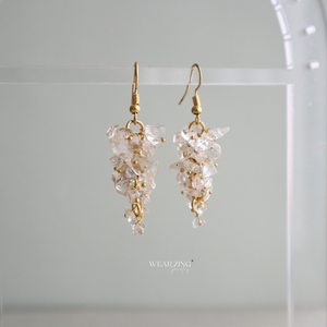 Clear Quartz Cluster Chip Earrings