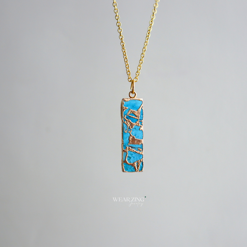 Copper Turquoise Bar Pendant