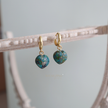 Copper Turquoise Mini Heart Huggies