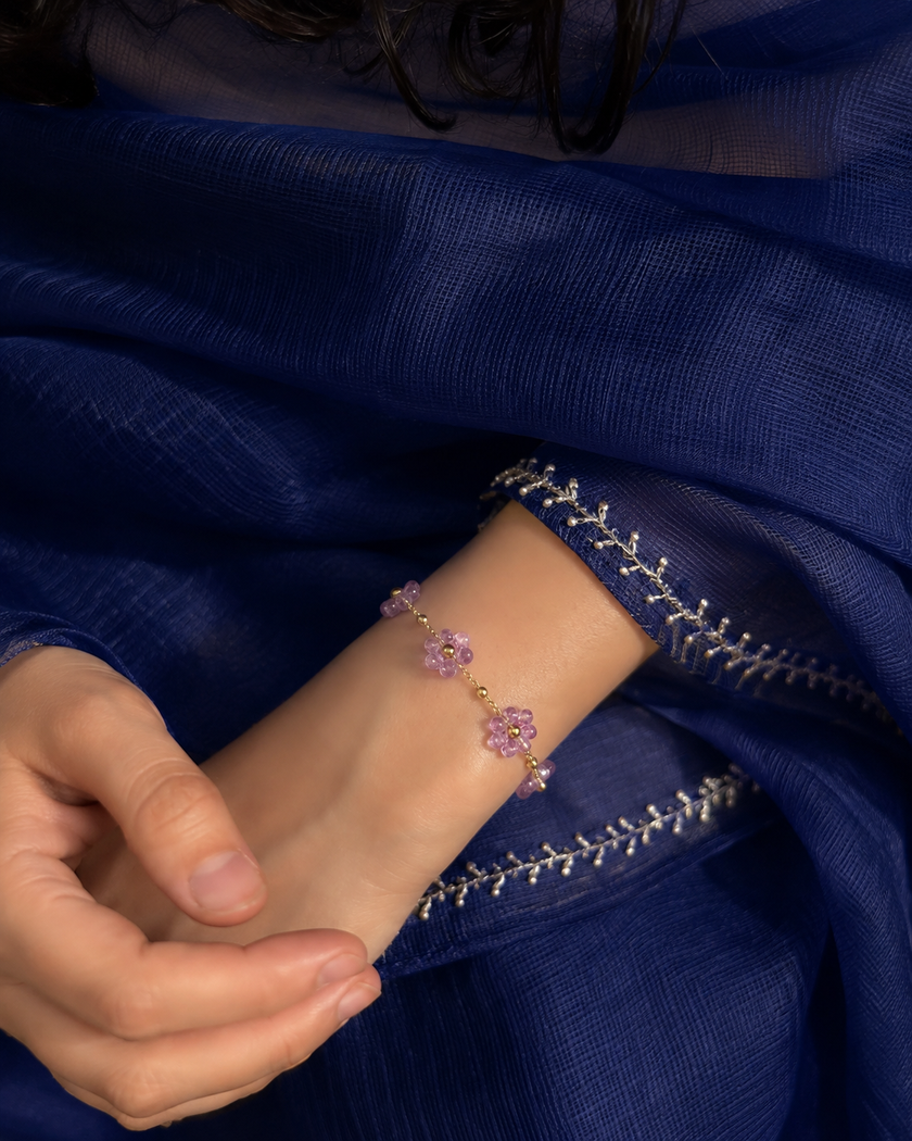 Lilac Purple Daisy Bracelet WearZing - Crystal Jewelry Store in India