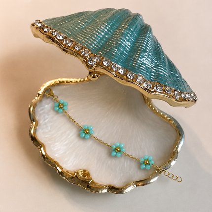 Blue Floral Charm Chain Bracelet WearZing - Crystal Jewelry Store in India