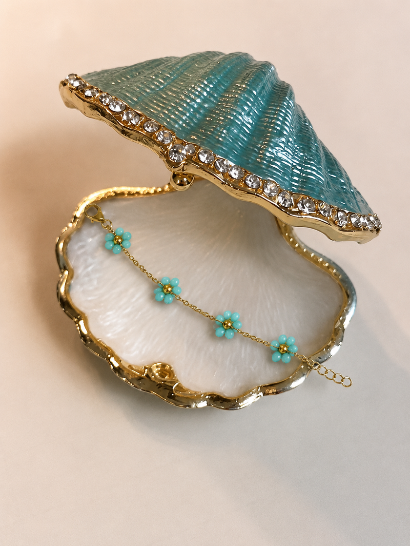 Blue Floral Charm Chain Bracelet WearZing - Crystal Jewelry Store in India