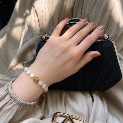 White Blossom Beaded Bracelet WearZing - Crystal Jewelry Store in India