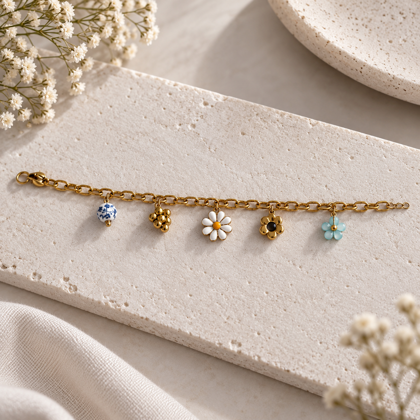 Flora Charm Link Bracelet WearZing - Crystal Jewelry Store in India
