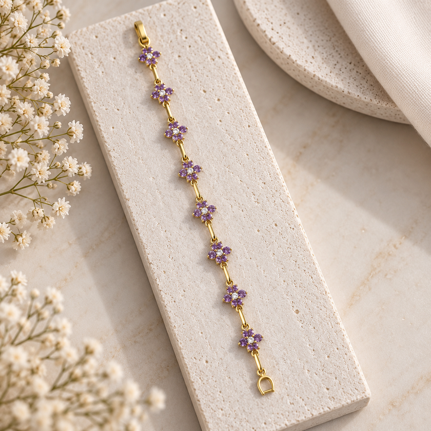 Lavender Floral Tennis Bracelet WearZing - Crystal Jewelry Store in India