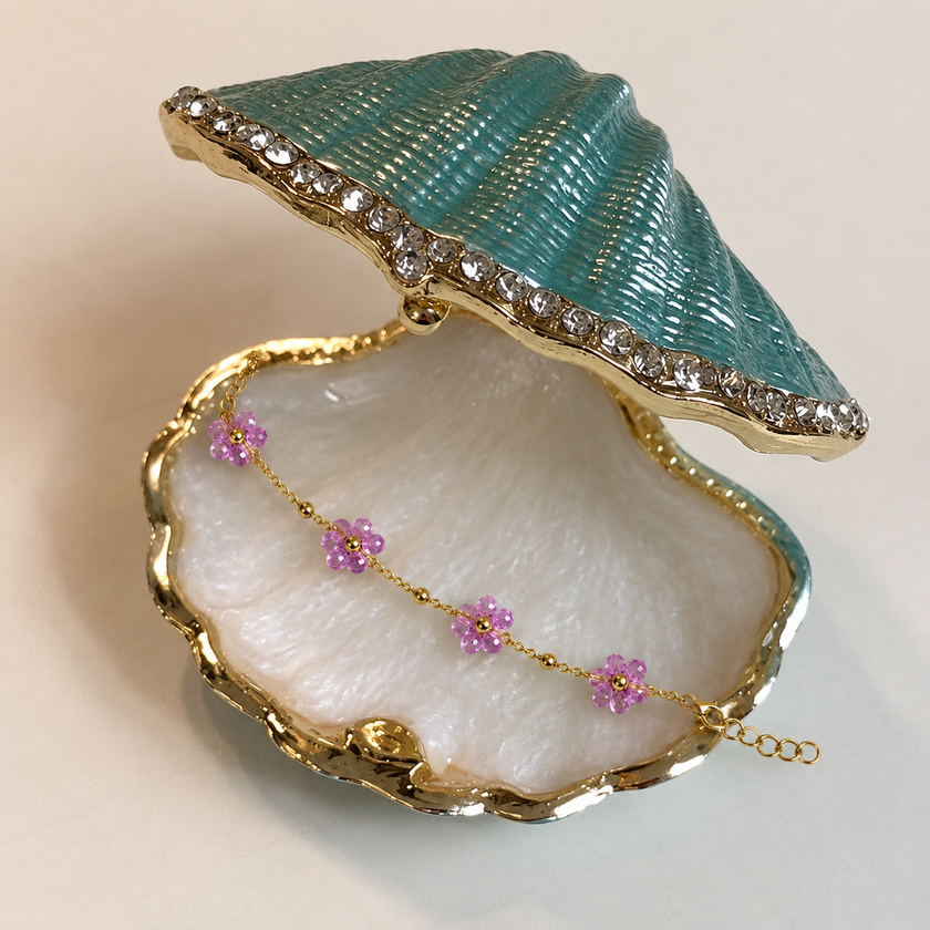 Lilac Purple Daisy Bracelet WearZing - Crystal Jewelry Store in India