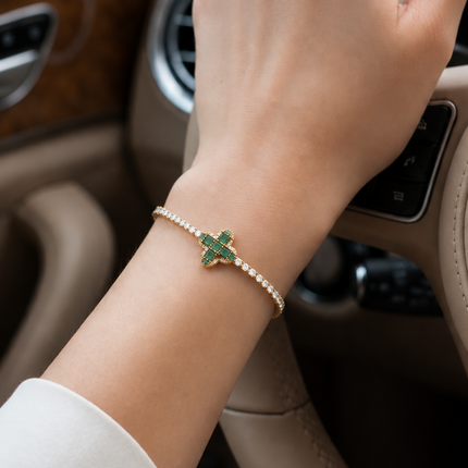 Green Clover Tennis Bracelet WearZing - Crystal Jewelry Store in India