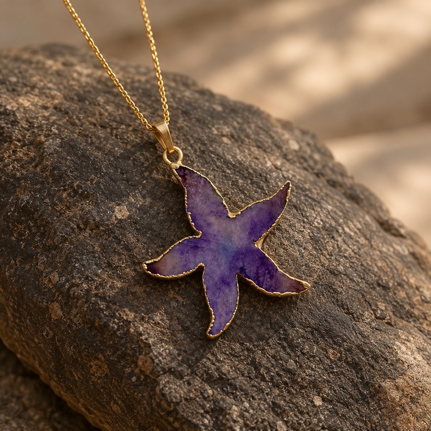 Purple Agate Starfish Pendant