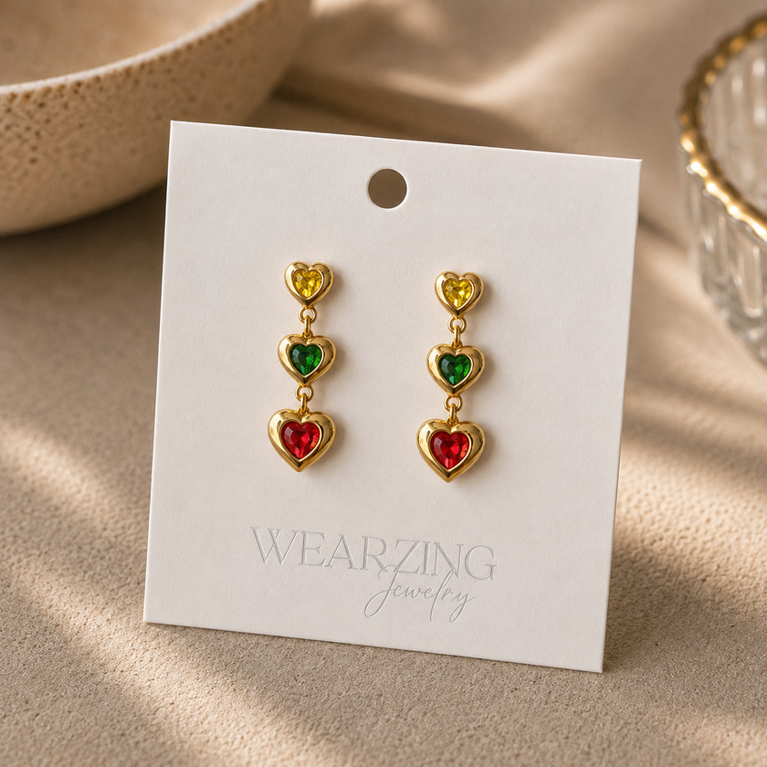 Multicolor Heart earrings WearZing - Crystal Jewelry Store in India