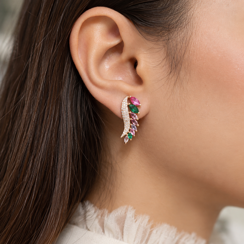 Cluster Leaf Earrings WearZing - Crystal Jewelry Store in India