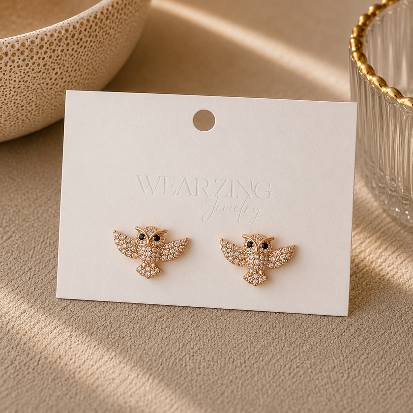 Flying Crystal Owl  Earrings WearZing - Crystal Jewelry Store in India