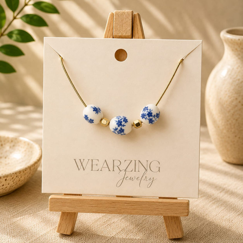 Blue Flora Bead Necklace WearZing - Crystal Jewelry Store in India