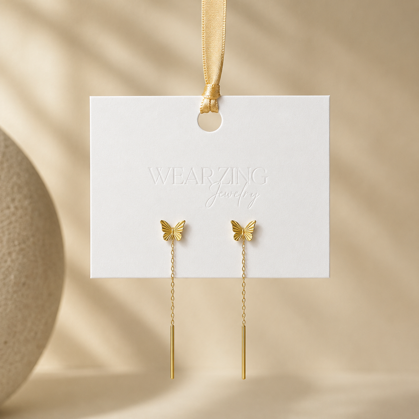 Butterfly Chain Threader Earrings WearZing - Crystal Jewelry Store in India