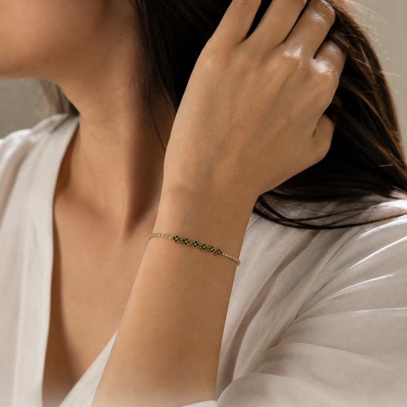 Green Clover Chain Bracelet WearZing - Crystal Jewelry Store in India