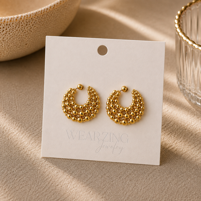 Caviar Bead Hoop Earrings WearZing - Crystal Jewelry Store in India