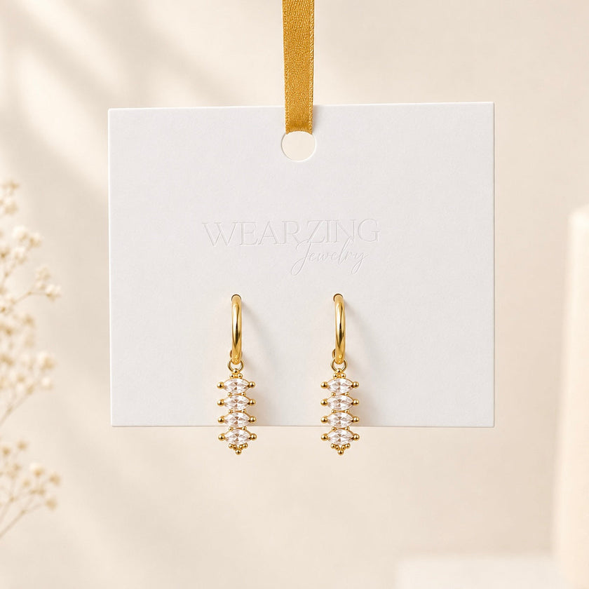 Marquise Bead Huggie Earrings WearZing - Crystal Jewelry Store in India