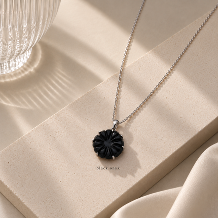 Black Oynx flower pendant WearZing - Crystal Jewelry Store in India