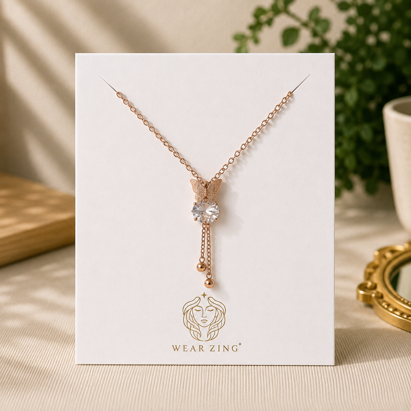 Rose Butterfly Neckpiece WearZing - Crystal Jewelry Store in India