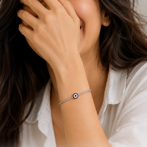 Evil Eye Silver Chain Bracelet WearZing - Crystal Jewelry Store in India