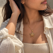 Winter Bloom Agate Starfish Pendant