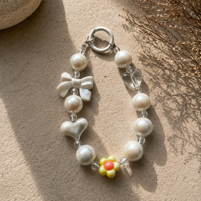 Beaded Bow Bag Charm – white WearZing - Crystal Jewelry Store in India