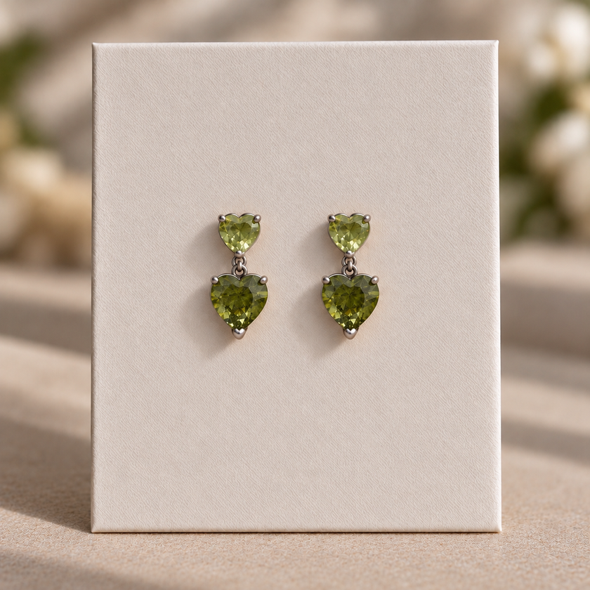 Olive Heart Dangles WearZing - Crystal Jewelry Store in India