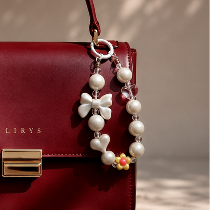 Beaded Bow Bag Charm – white WearZing - Crystal Jewelry Store in India