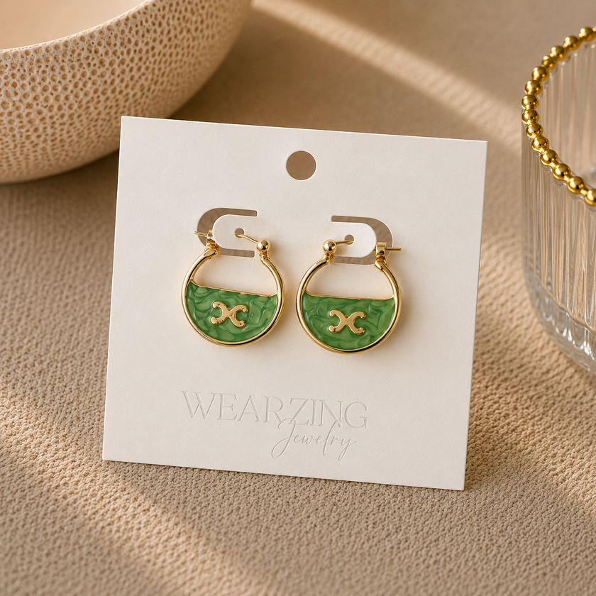Marbled Enamel Loop Earrings WearZing - Crystal Jewelry Store in India