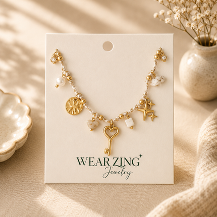 Beach vibe charm -Heart Key WearZing - Crystal Jewelry Store in India