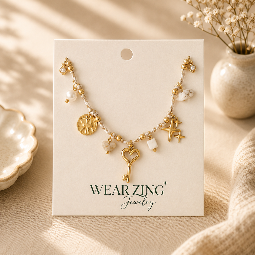 Beach vibe charm -Heart Key WearZing - Crystal Jewelry Store in India