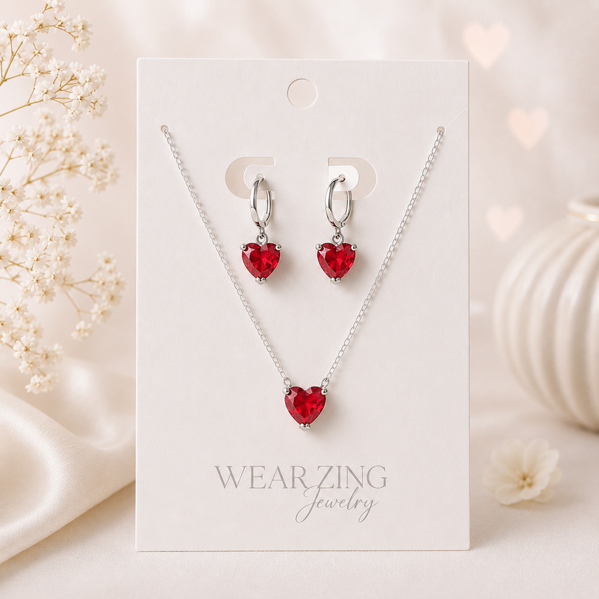 Sweetheart set -Red WearZing - Crystal Jewelry Store in India