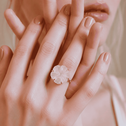 Moonstone Flower Ring WearZing - Crystal Jewelry Store in India