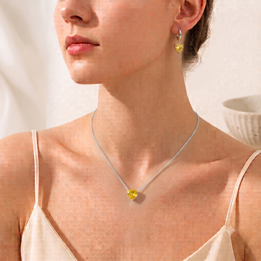 Sweetheart set-yellow WearZing - Crystal Jewelry Store in India
