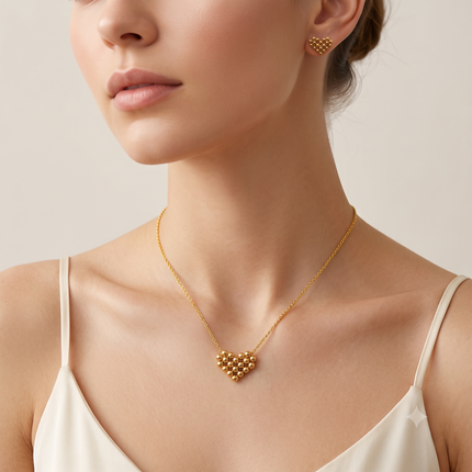 Beaded Heart Pendant & Studs Set WearZing - Crystal Jewelry Store in India