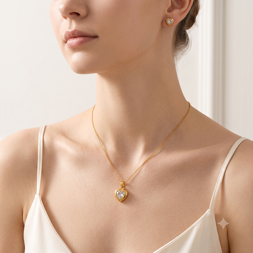 Sparkling Crystal Pendant & Studs Set WearZing - Crystal Jewelry Store in India