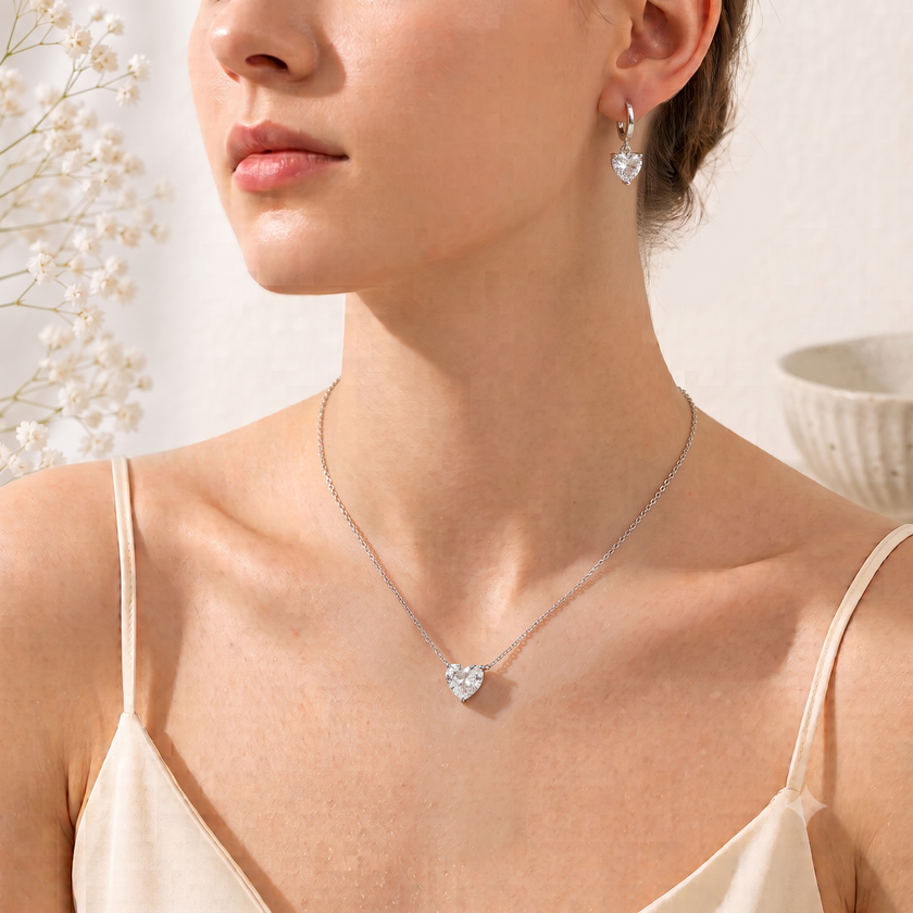 Sweetheart set-white WearZing - Crystal Jewelry Store in India