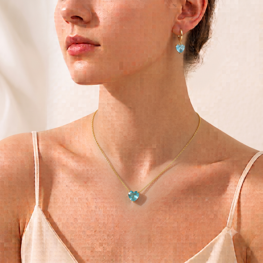 Sweetheart set -Sky blue WearZing - Crystal Jewelry Store in India