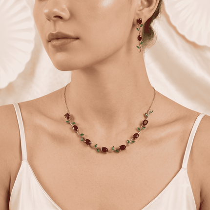 Ruby Vine Collar & Drop Earrings Set WearZing - Crystal Jewelry Store in India