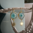 Green Spark Gold Solar Earrings