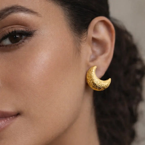 Moon Textured Studs WearZing - Crystal Jewelry Store in India