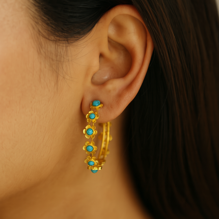 Turquoise Floral Hoops
