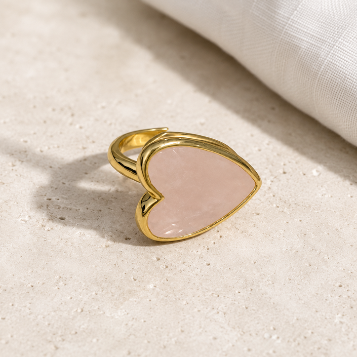 Rose Quartz Heart Ring WearZing - Crystal Jewelry Store in India